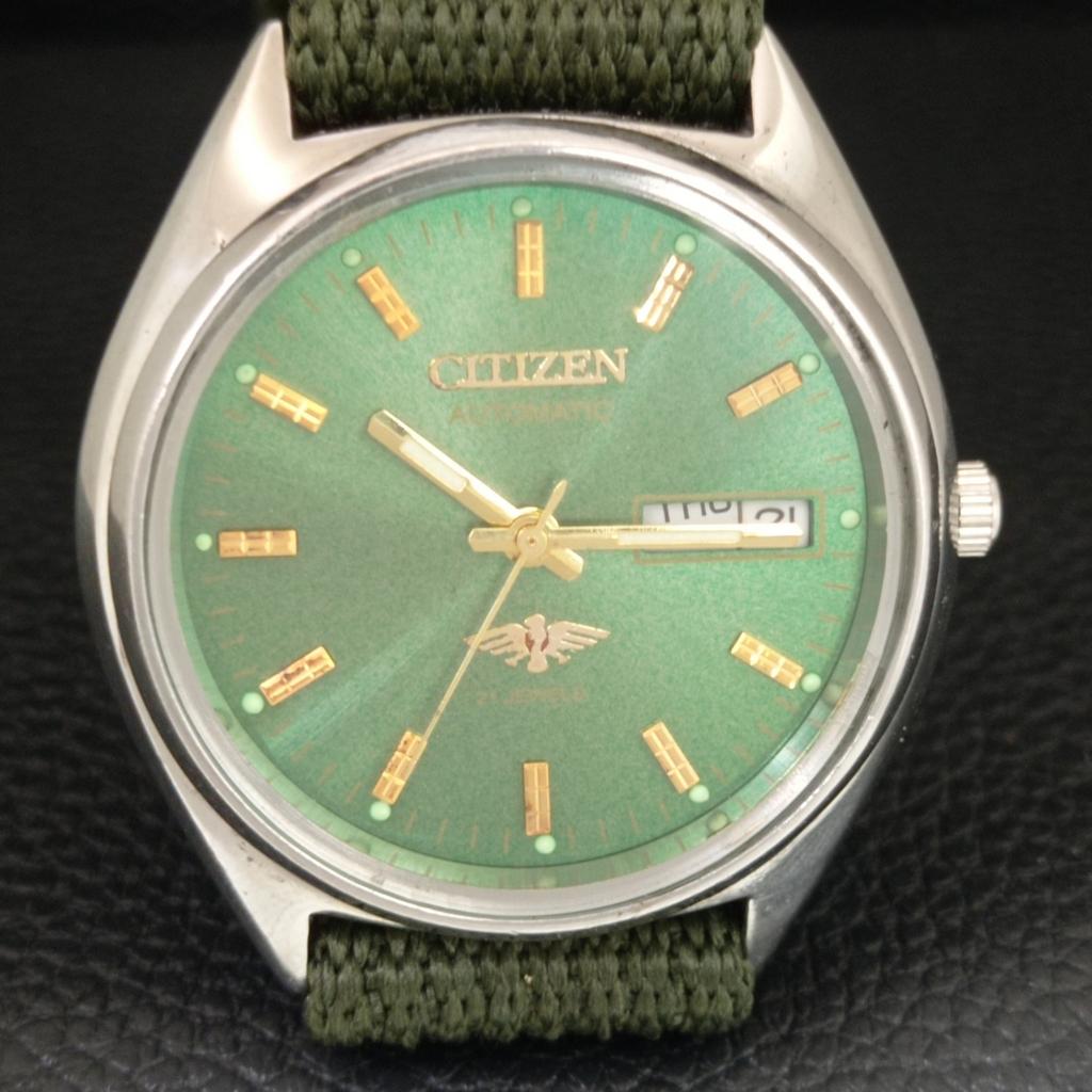 ВИНТАЖНЫЕ АВТОМАТИЧЕСКИЕ ЧАСЫ CITIZEN 8200 ЯПОНИЯ МУЖСКИЕ ЗЕЛЕНЫЙ ЦВЕТ ЦИФЕРБЛАТ a709335-1