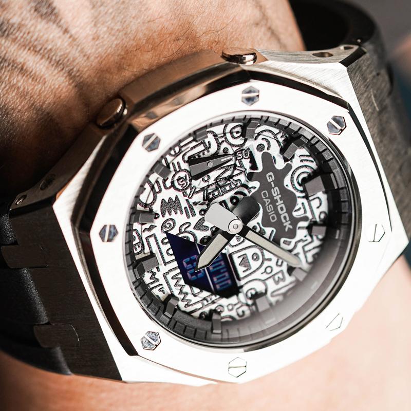 Casio Унисекс Жидкокристаллические, Аналогово-цифровые Двойной дисплей Серия 48,5 мм Черные часы GA-2100-1A1(Watch8--ХУДОЖНИК)