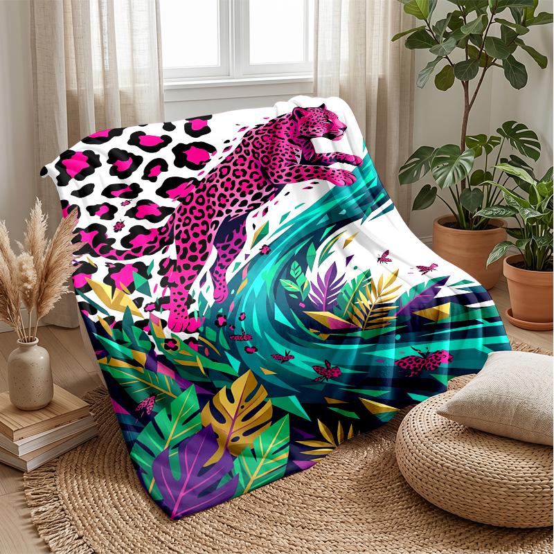 Pink Leopard and Zebra Print Theme blanket Lightweight Warm Flannel Blanket Decorative Throw Blanket for Home Decoration
