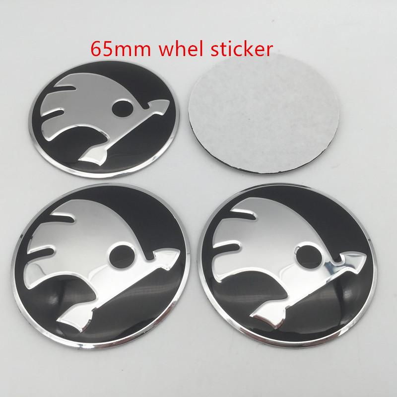 GAM1 4pcs 56mm 60mm 65mm 68mm black/green For Skoda Car emblem Wheel hub Center Cap Badge covers sticker Decals Styling accessories