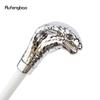 White Metal Snake Cobra Head Wooden Fashion Stick Decorative Cospaly Party Wood Walking Cane Halloween Mace Wand Crosier 93cm