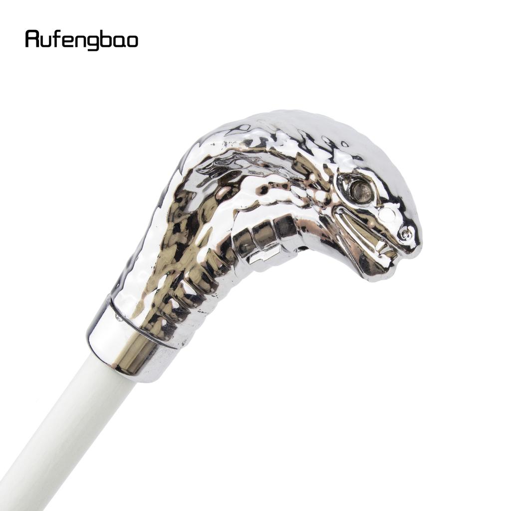 White Metal Snake Cobra Head Wooden Fashion Stick Decorative Cospaly Party Wood Walking Cane Halloween Mace Wand Crosier 93cm