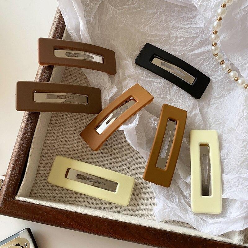 New Fashion Coffee Basic Hair Clip Set Vintage Geometric BB Hairpins Barrettes Hairgrip For Women Girl Hair Accessories Headwear