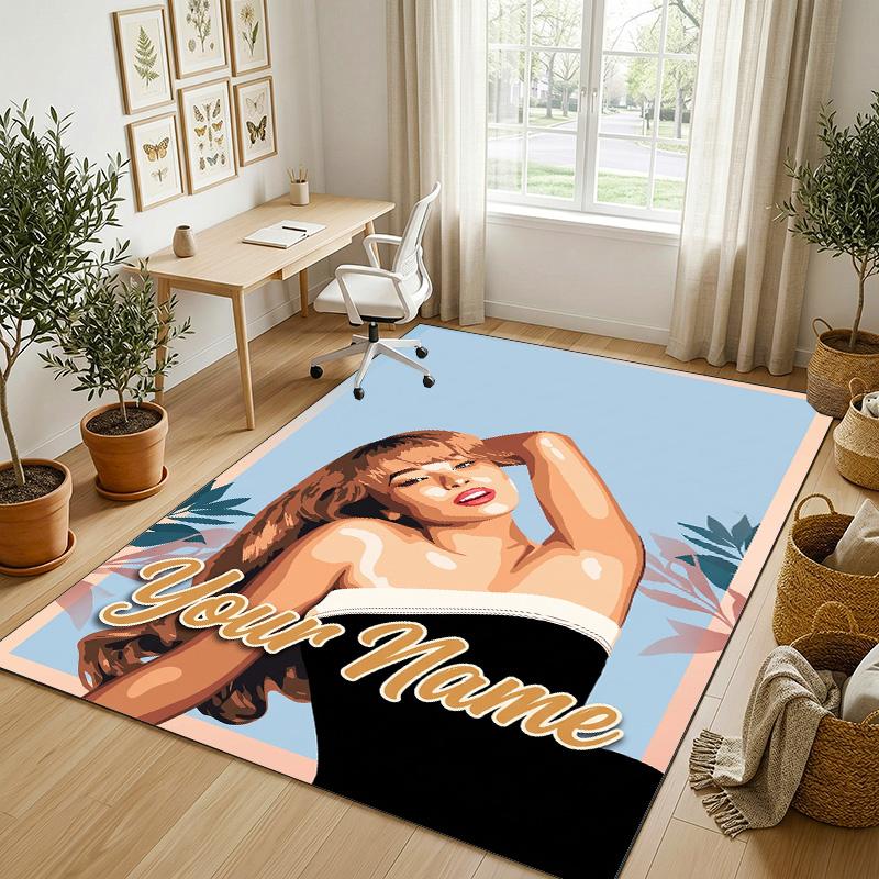 Personalized Crystal Velvet Carpet,Sabrina Carpenter Custom Printed Name, Plush Area Rug For Home Indoor Decor
