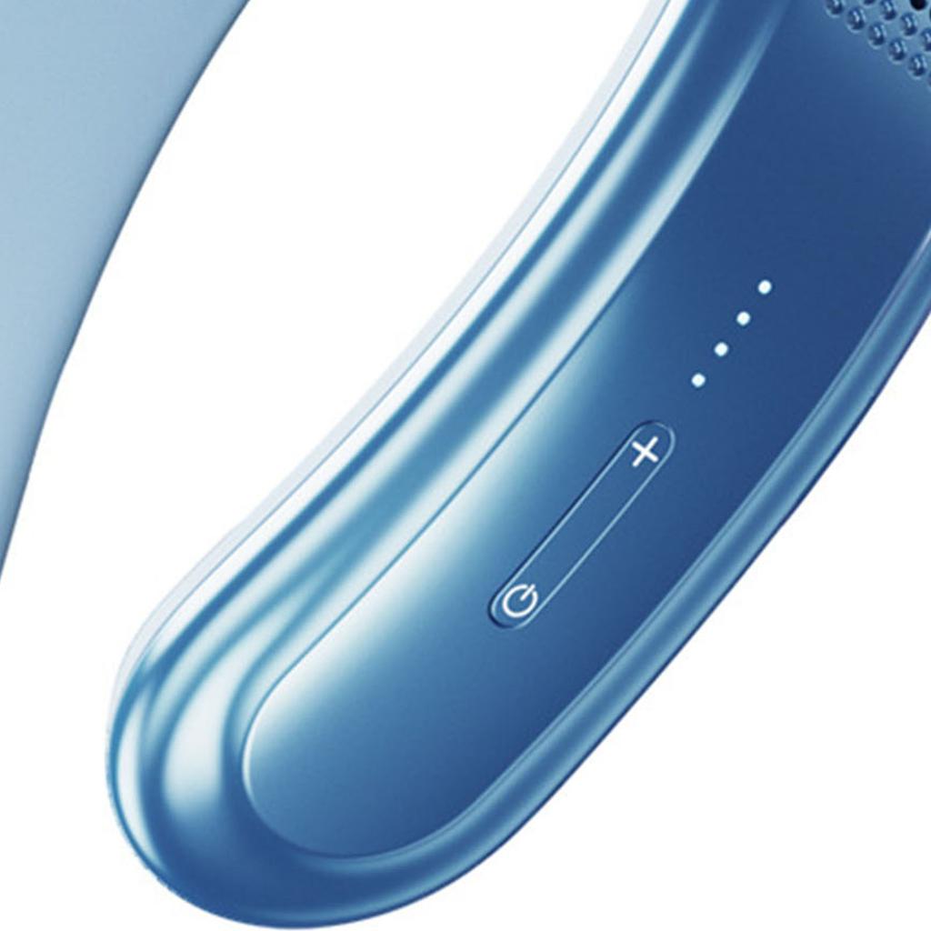 Вентилятор на шею USB Перезаряжаемый Тихий Пять Ядер Десять Раз Холодный Ветер Регулируемый Нашейный Носимый Вентилятор для Улицы Синий