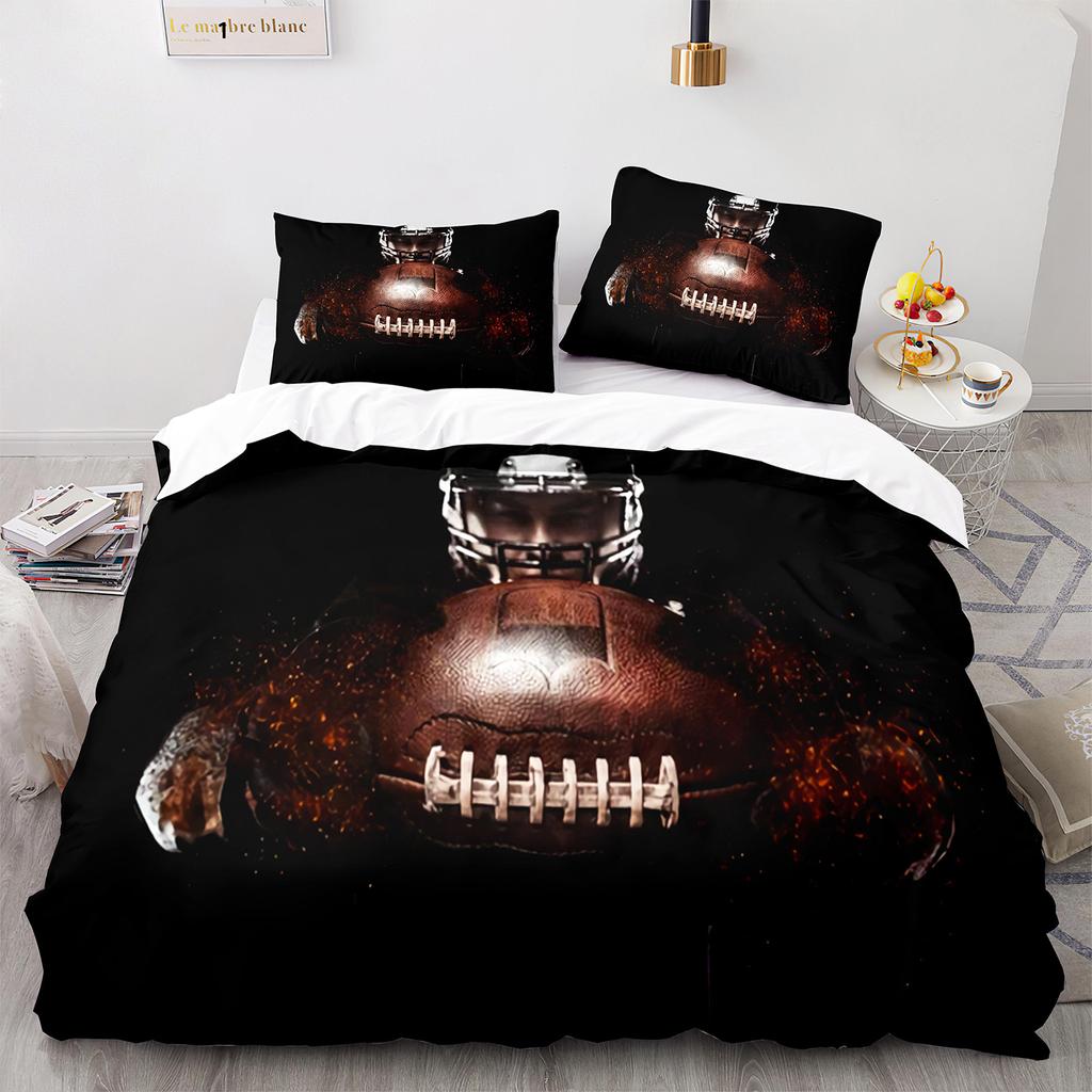 3PC America Football Bedding Microfiber Full/Queen/King/Twin Sport Duvet Cover Set for Boys Girls Teen Speed Victory Quilt Cover