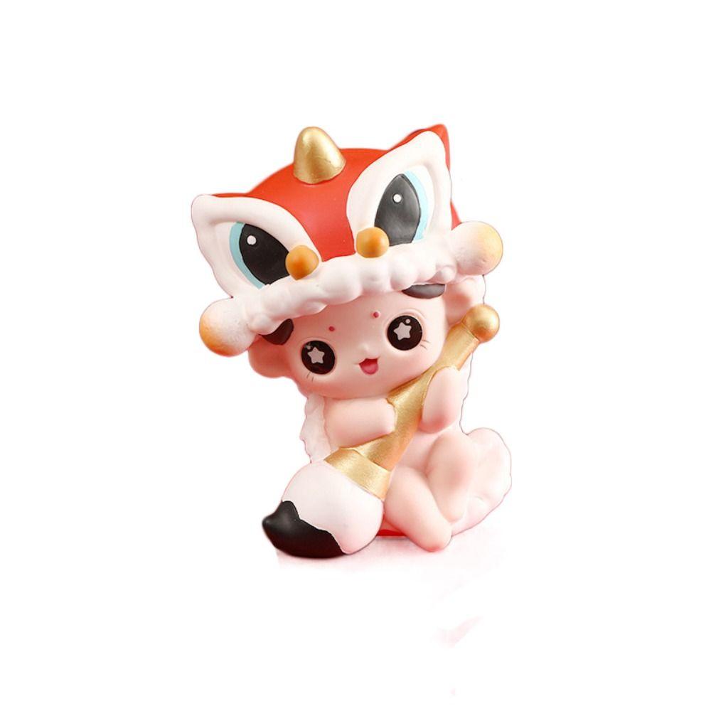 Мальчик и девочка Танец льва Статуя мальчика Китайский стиль Танец льва Украшения Весенний фестиваль