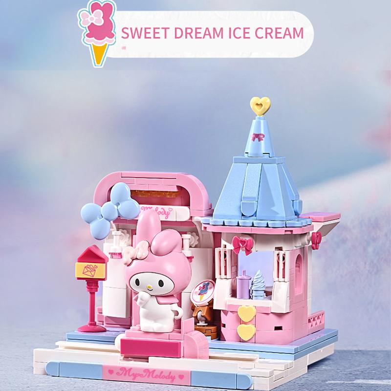 Нетоксичные конструкторы Sanrio в собранном виде Hello Kitty Kuromi Cinnamoroll My Melody Модели Строительные Блоки Игрушка Украшение Детские Праздничные Подарки