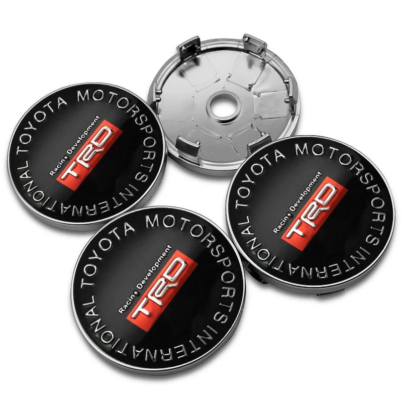 For Toyota YarXP114Pcs For Toyota TRD Corolla Auris Yaris Prius Highlander 60mm 56mm Car Wheel Center Hub Cap Rim Cover Stickers Badge Accessories
