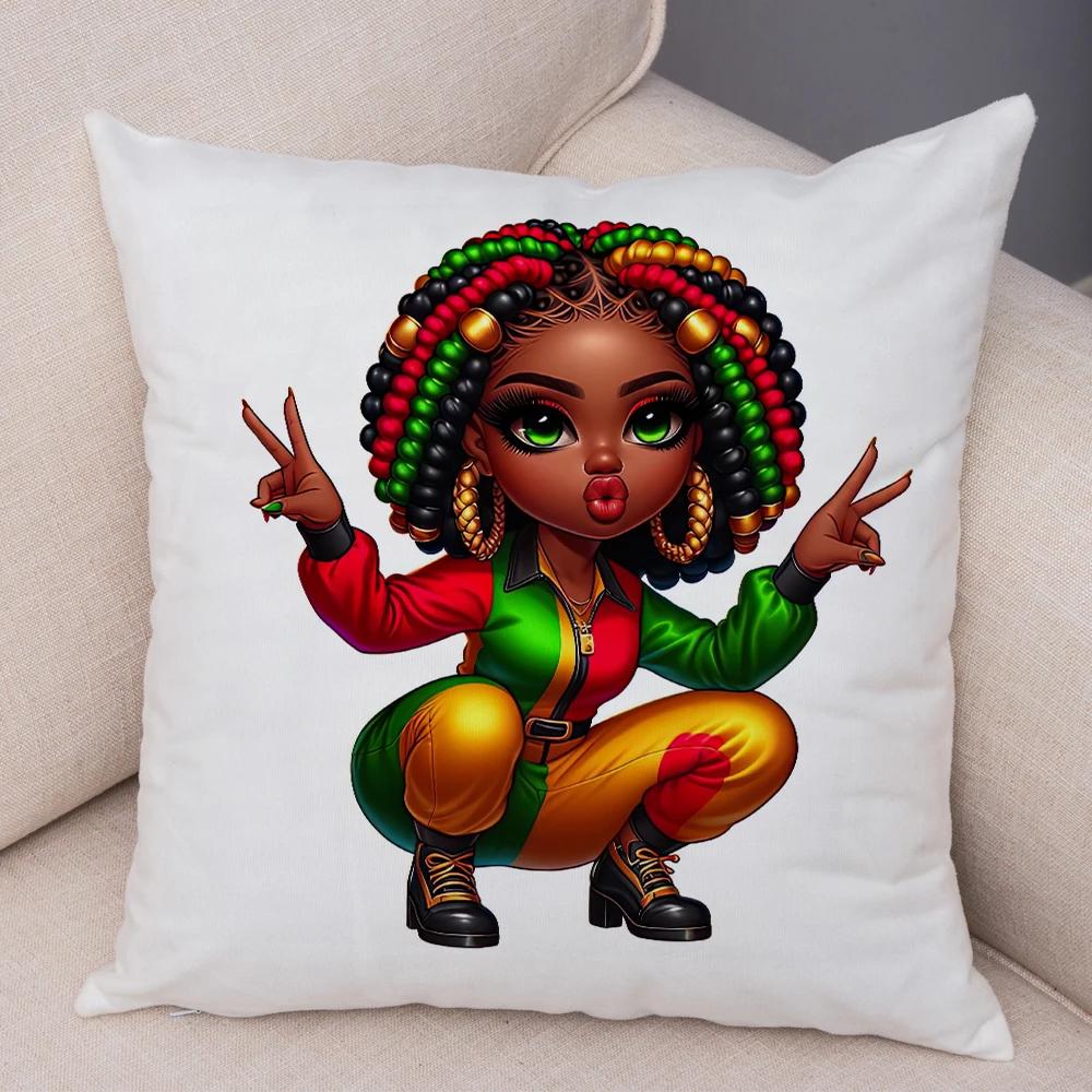 Мода Мультяшная Африканская Девушка Наволочка Мягкая Плюшевая Наволочка для Подушки для Дивана Домашний Декор Милая Черная Женщина Наволочка для Подушки