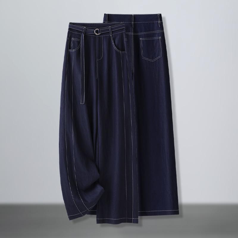 Ice Silk Women's Wide-Leg Jeans: Summer 2025 High-Waist, Loose, Long, Thin, Straight-Leg Casual Pants