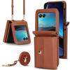 Suitable for moto Razr 70 mobile phone leather case, foldable solid color backpack, Samsung Z Flip8 flip cover with card slot case 6