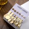 Набор серег-капель золотого цвета с геометрическим узором неправильной формы для женщин, модные простые серьги-гвоздики, ювелирные изделия