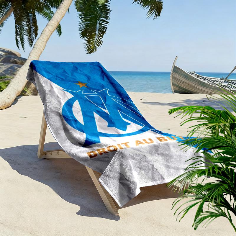 Olympique de Marseille Print Beach Towel, Large Soft Quick Dry Towel for Beach Camping Swimming