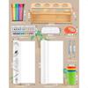 Paper Roll Dispenser for Art Bamboo Tabletop Easel with Blank Patterned Paper Rolls 12 Pigments Drawing Tools Pen Cups Craft St