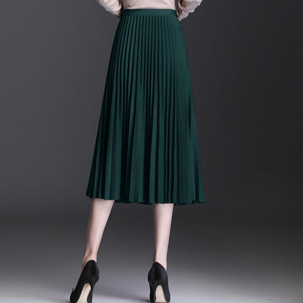 Весенняя тонкая универсальная элегантная плиссированная юбка средней длины с высокой талией