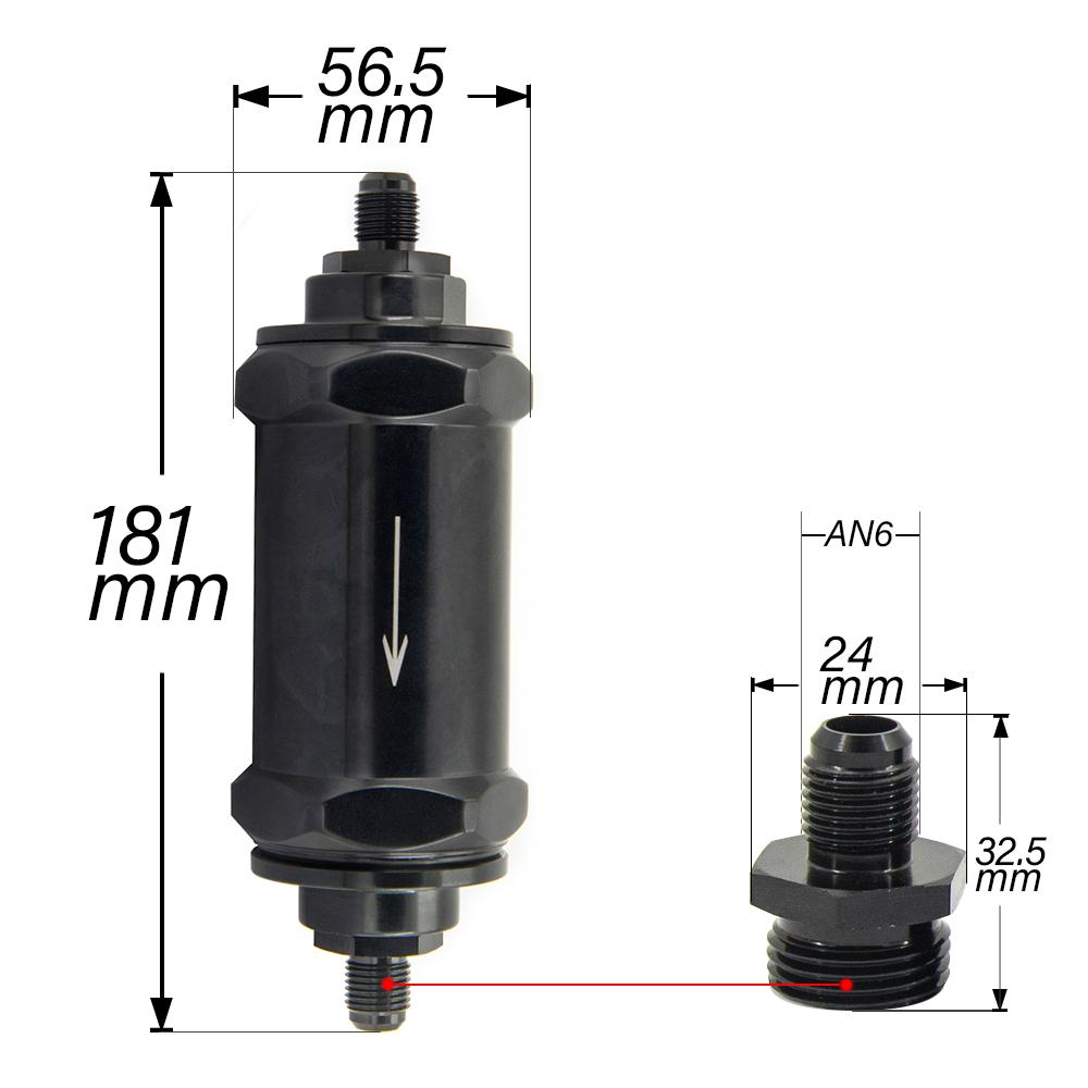 Inline Fuel Filter E85 Ethanol AN6 / AN8 / AN10 With 100 Micron Stainless Steel Element 6AN 8AN 10AN
