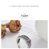 Adjustable Open Ring With Vintage Abacus Motif Oxidized Red Agate Inlay Sterling Unisex Boho Retro Jewelry
