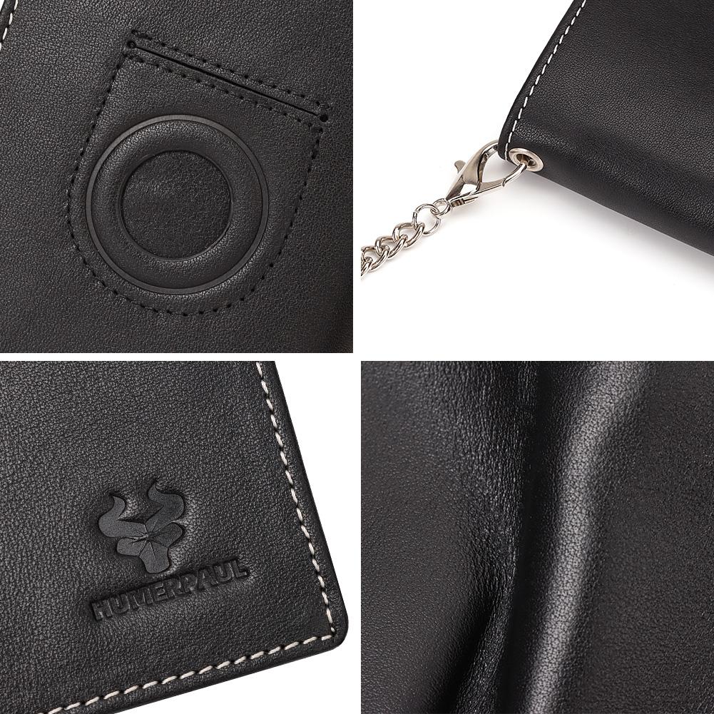 Humerpaul Genuine Leather Men Wallet Rfid Slim Card Holder with Anti-lost Pocket