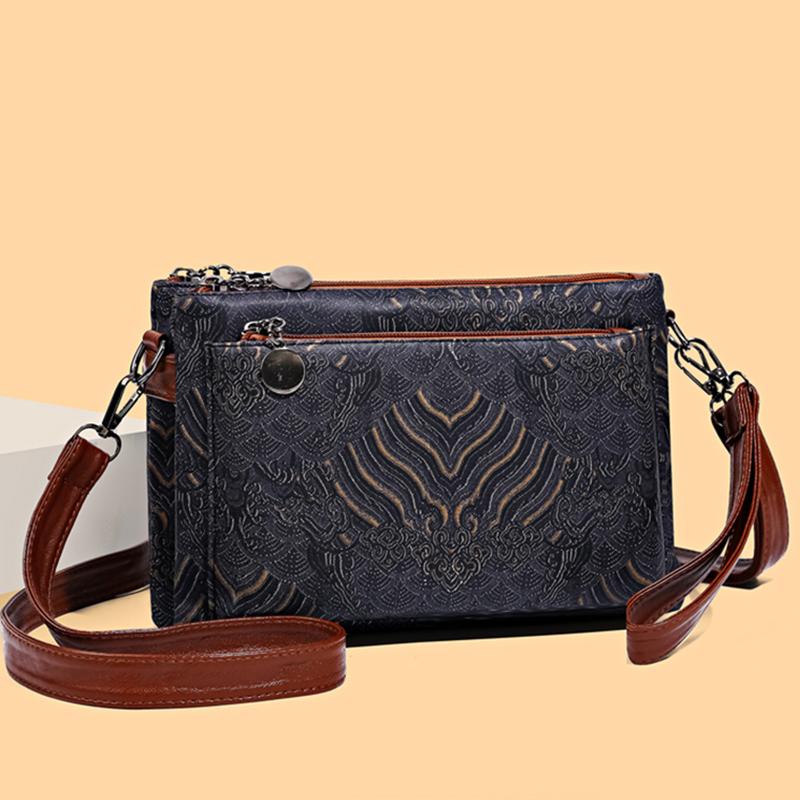 Women's Soft Leather Bag Crossbody Bag Large Capacity Shoulder Bag Multi-Layer Bag Mother Bag