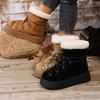 Fashion Women Snow Boots Warm Fashion Round Toe Ankle Booties Women 2025 New Comfortable Ankle Boots Lace-Up Bow Platform Shoes Women