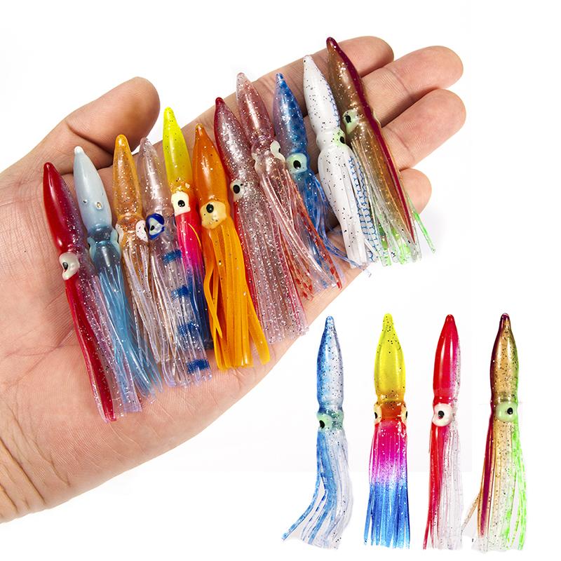 10 Pcs 8Cm Soft Lure Squid Artificial Bait Lures Octopus Tuna Sailfish Baits