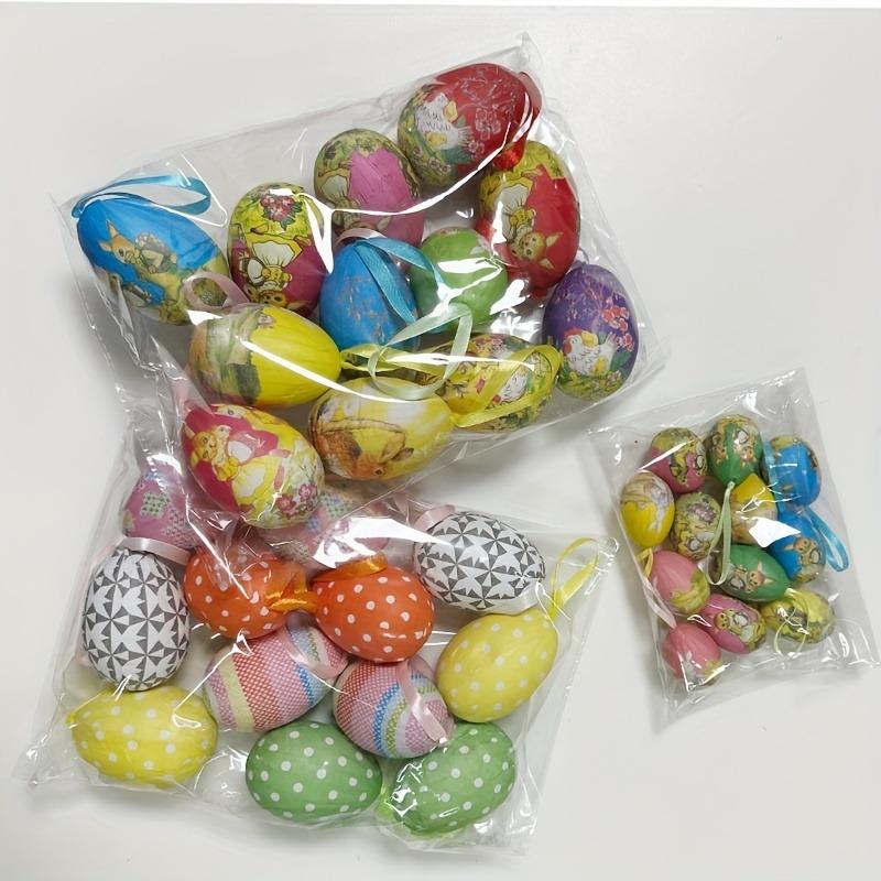 12 шт./компл. пасхальные яйца с кроликом и курицей, пасхальные подвески, красочные расписные бумажные яйца, подвесные украшения (случайные стили)