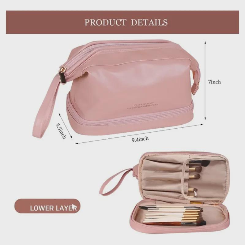 Double-Layer Waterproof Cosmetic Bag - Large Capacity, High-End, Multi-Function Storage