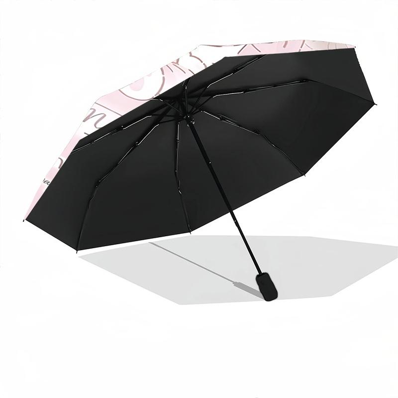 1pc My Melody 50th Anniversary Floral Wreath Automatic Folding Umbrella - Portable Tri-Fold Design with 8-Rib Iron Frame for Outdoor Use, Perfect Gift