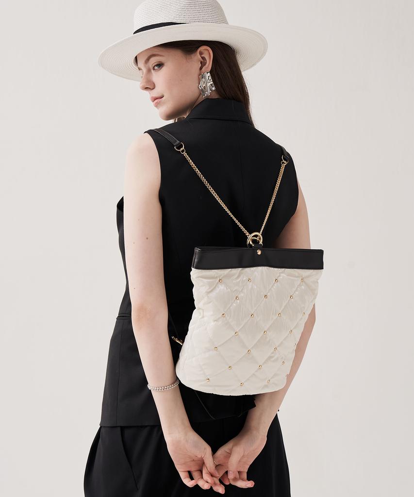 Jina In Ny 3-Way Use Elizabeth Mini Backpack [White Combo]