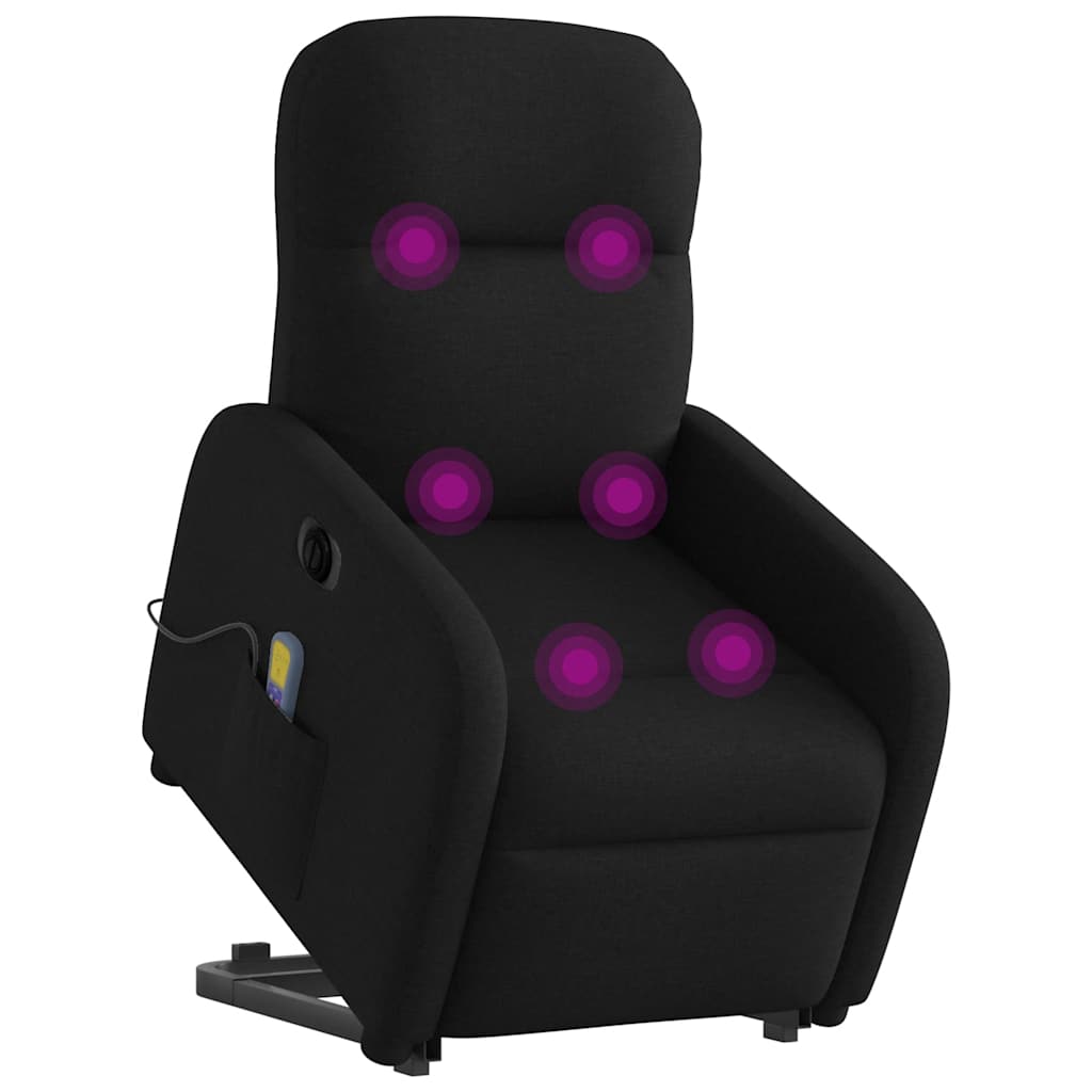 Electric Massage Recliner with Rising Function Black Fabric