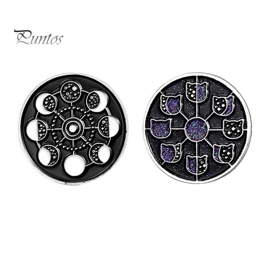 Брошь-булавка с рисунком лунных фаз, ювелирные аксессуары, эмалированный значок с фазами Луны для одежды