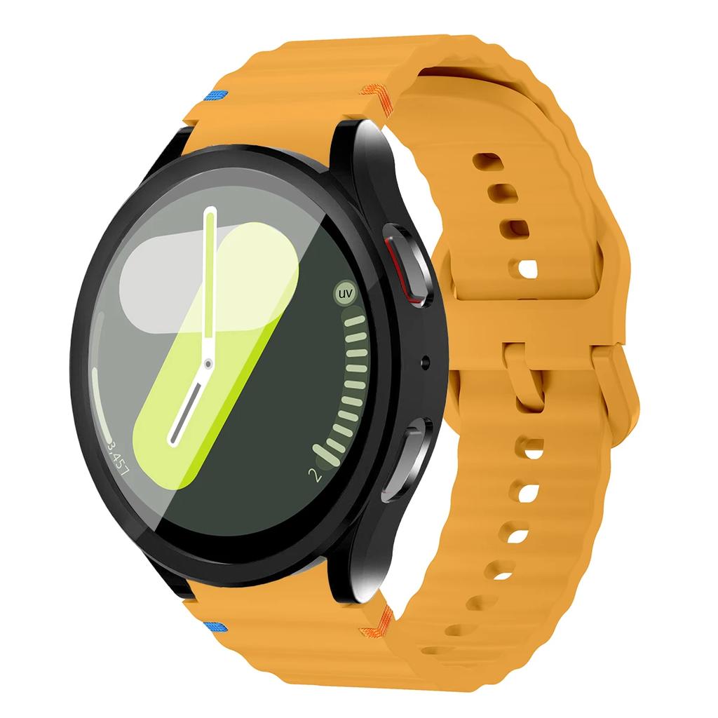 Чехол+Ремешок для Samsung Galaxy Watch7 40мм 44мм Силиконовый Ремешок Браслет Закаленное Стекло Пленка на Экран TPU Чехол Защитная Крышка Бампер