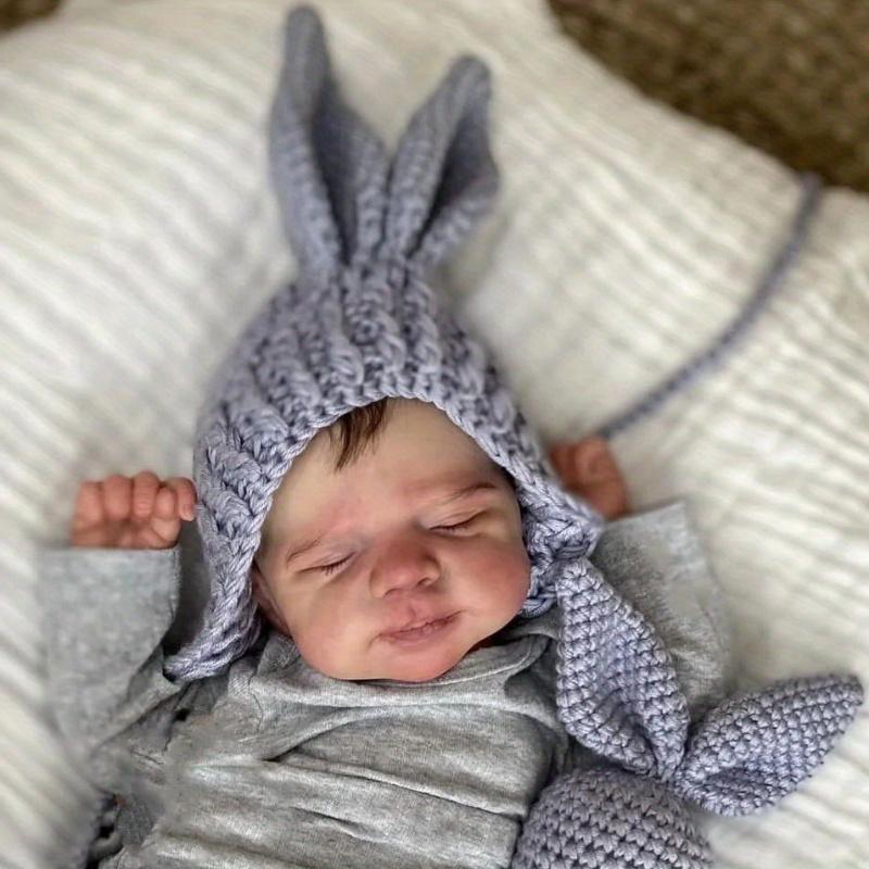 45 см Baby Reborn 3D-краска Кожа с видимыми венами (Тканевое тело игрушки Мягкая виниловая конечность) 18-дюймовая спящая новорожденная кукла с игрушкой-кроликом для девочки в подарок на день рождения