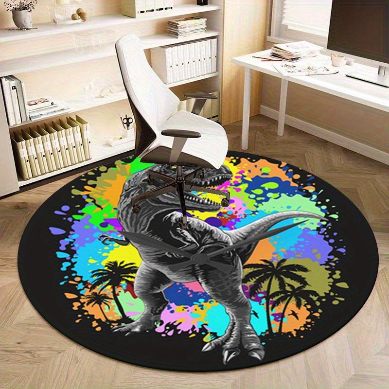 1pc Home Office Outdoor Round Carpet Gift Dinosaur Colorful Splash Art Design Rug Mat Non-Slip Area Rug for Living RoomRC2725