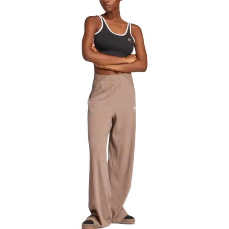 Women's Pants Adidas Essentials Wide Rib Pants 'Trace Brown'
