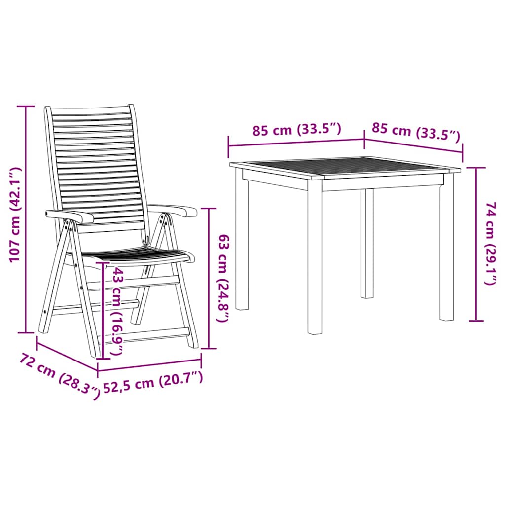 Garden Dining Set 3 pcs Brown Solid Acacia Wood