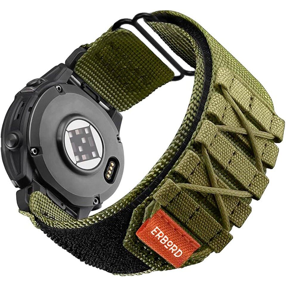 ERBORD Runner Quickfit Nylon Strap for Garmin Fenix 5/6/6 PRO/7 Forerunner 965/955/945, Green