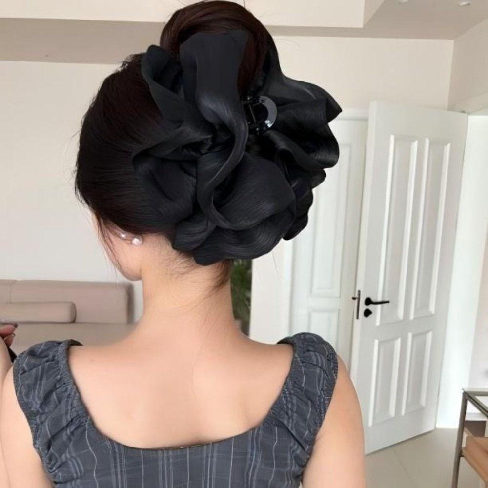 PC Cloud Crab Claw Clip Large Size Shark Clip Elegant Pleated Hair Claw Daily