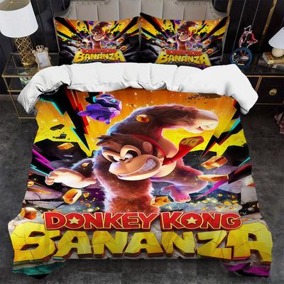 D-Donkey K-Kong Bananza Комплект пододеяльника Мягкое постельное белье 3 предмета Летний Удобный Студенческое общежитие Дом Детское постельное белье Хит продаж