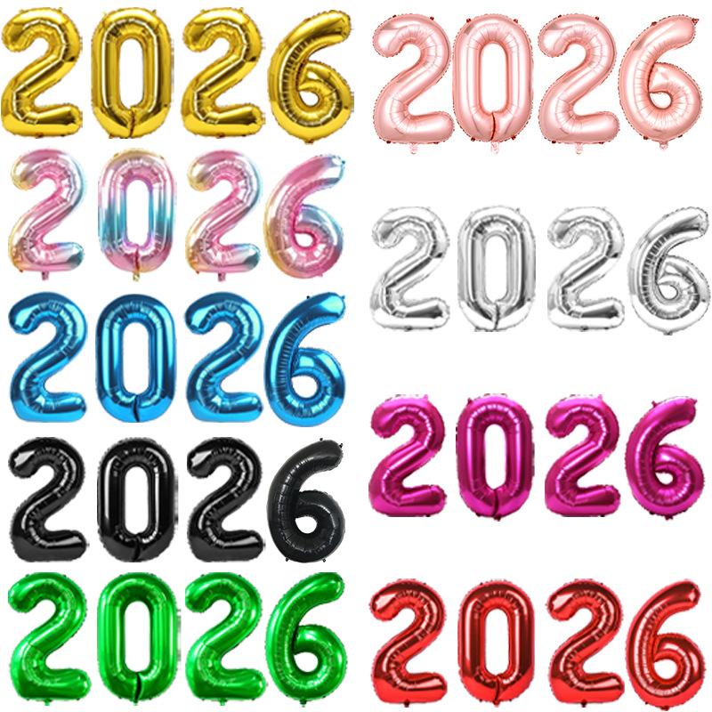 2026 Цифровые фольгированные шары Счастливый канун Нового года Украшение для вечеринки Реквизит для фотобудки Принадлежности Рождественский домашний декор Navidad 2026