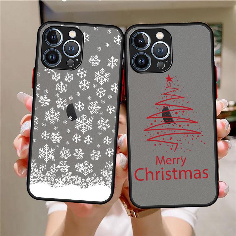 Рождественский матовый чехол для Apple iPhone 14 11 13 7 12 Pro 7 XR XS Max 8 6s SE 2022 мягкий чехол для телефона