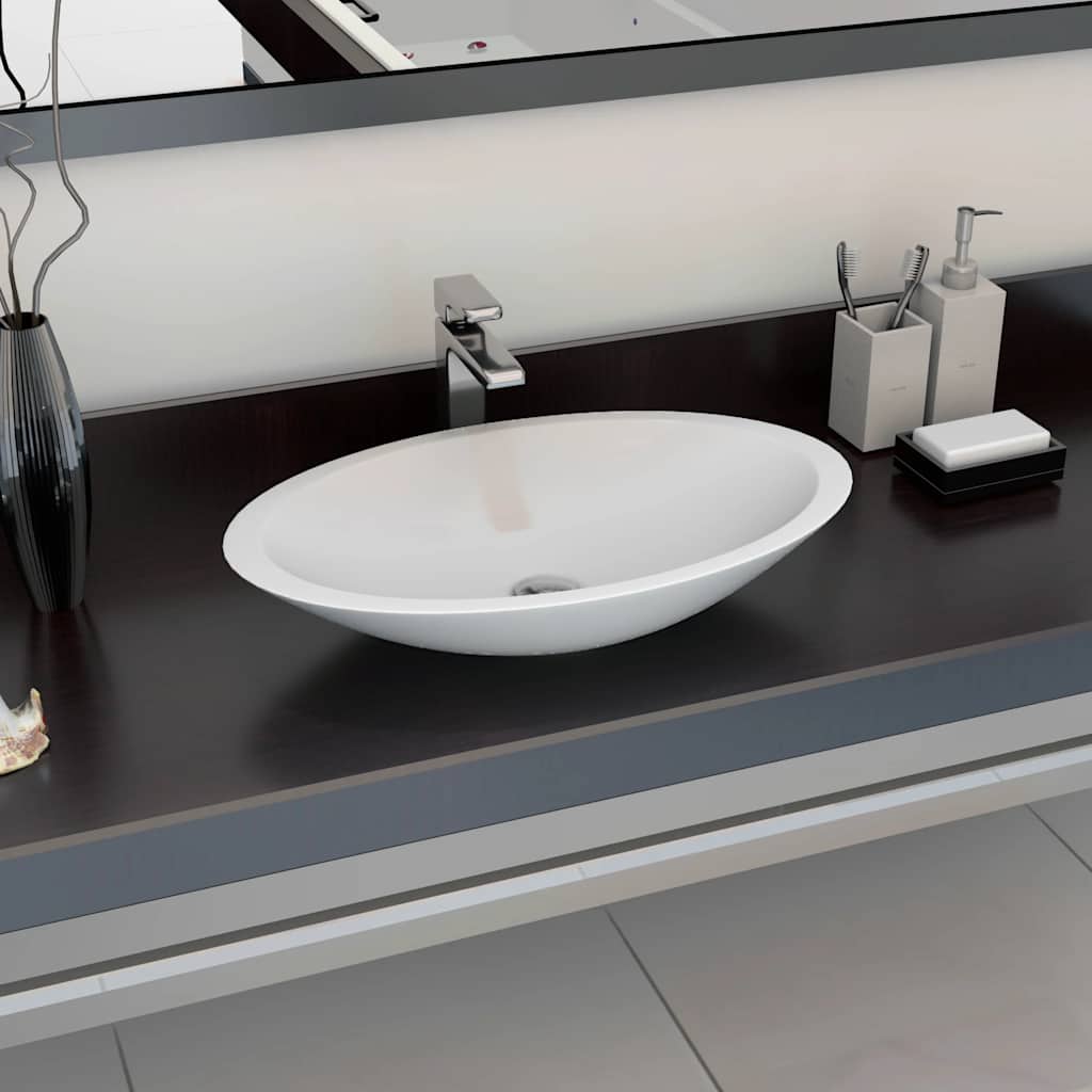 Wash Basin 59.3 x 35.1 x 10.7 cm Mineral Cast Marble Cast White
