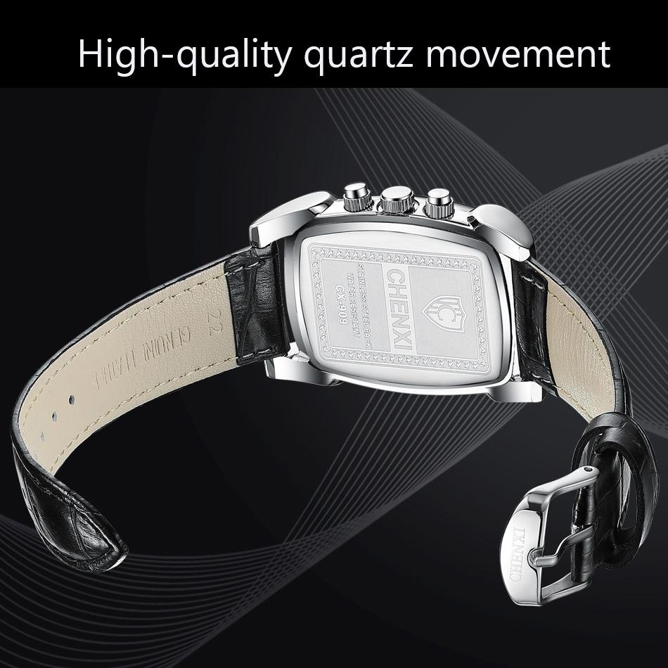 Уникальные прямоугольные наручные часы для мужчин, хронограф из натуральной кожи, повседневные, антикварные, деловые, мужские наручные часы, водонепроницаемые, автоматическая дата, час