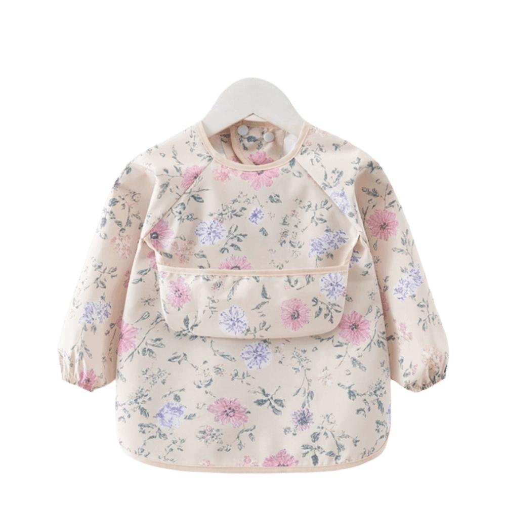 Adjustable Toddler Long Sleeve Apron Soft Baby Rice Pocket Smock Child Feeding Bib Meal Eating