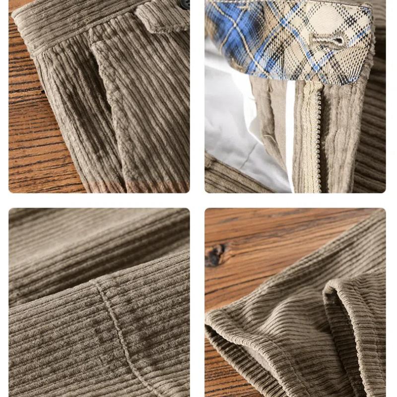 Осенние и зимние мужские брюки, японские ретро-вельветовые брюки-карго, однотонные брюки-карго, повседневные мужские брюки