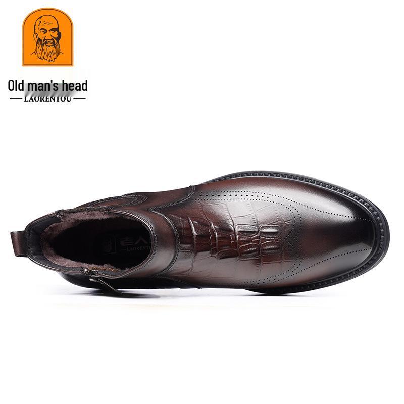 Мужские зимние ботинки-хайтопы из натуральной кожи с бархатной подкладкой