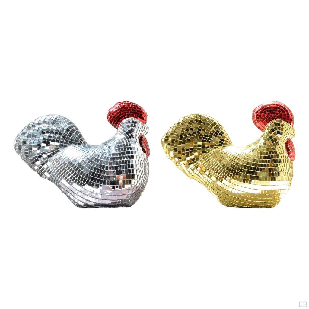Фигурка курицы Зеркальный шар Скульптура Украшение Обработка стекла Глянцевая поверхность для дома