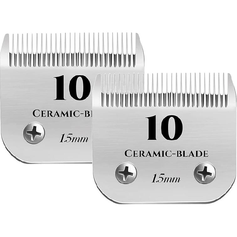 AIJALY 10 Blades Dog Grooming Blades Compatible with Andis/Wahl/Oster Pet Clippers AG AGC Ceramic Sharp Size-10, 1/16-Inch Cut Length (#10 Blade/2PC)