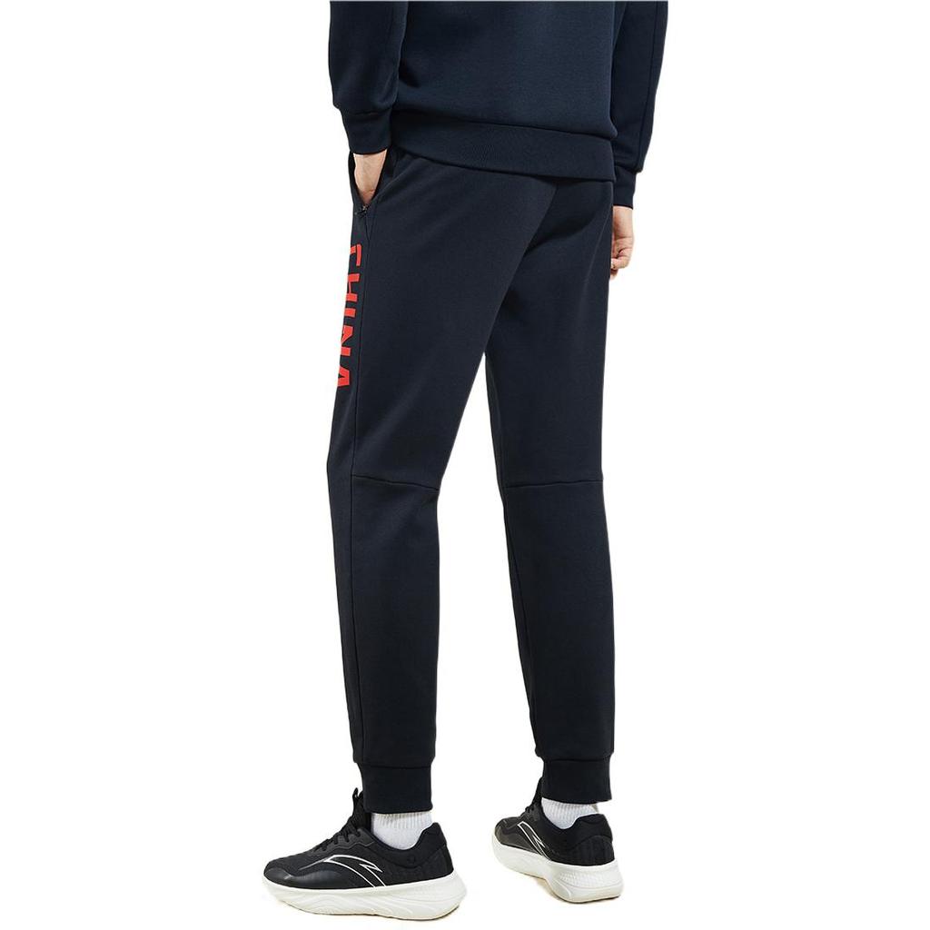 Anta Тренировочная серия, однотонные брюки с логотипом и бархатными спортивными штанами, мужские брюки, черные 152247314-1